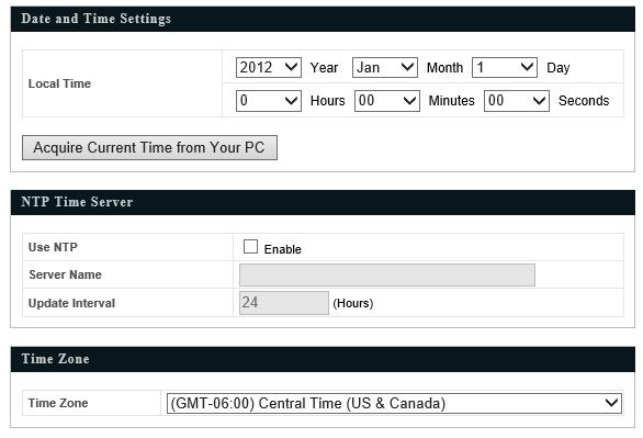 4-4-2. Date and Time You can configure the time zone settings of your access point here. The date and time of the device can be configured manually or can be synchronized with a time server.