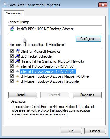 5. Select Internet Protocol Version 4 (TCP/IPv4) and