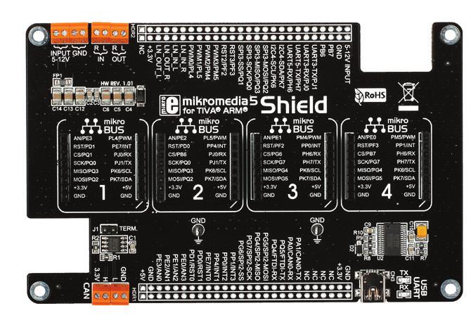 What is mikromedia 5 SHIELD? 0 0 0 We have prepared an expension board pincompatible with your mikromedia 5 for TIVA ARM board, which enables you to easily expand your basic board functionality.