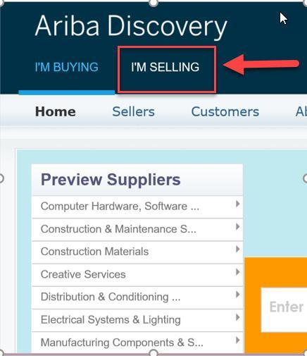 supplier profile/account: Go to discovery.ariba.