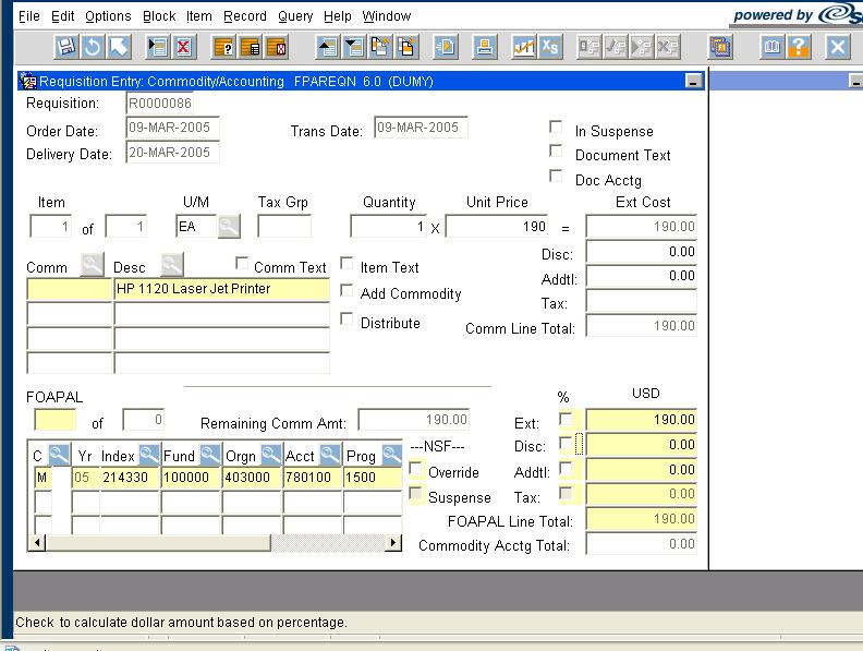 Elements of Forms Field A field is an area of a form where you can enter, query, change, and display specific information.