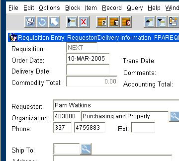 To actually view the requisition from this point you would double click in the requisition field or click the select icon.