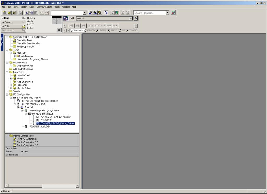 Configure the Adapter for Direct Connection in RSLogix 5000 Software Chapter 4 3. Click OK. The New Module dialog opens. Enter values for Name and Slot, noting we used the following.