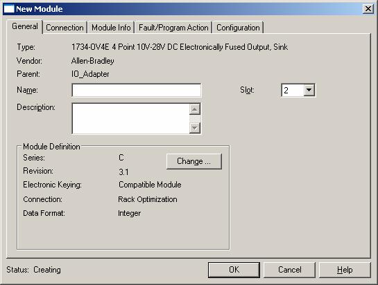 Configure the Adapter for Direct Connection and Rack Optimization in RSLogix 5000 Software Chapter 5 3.