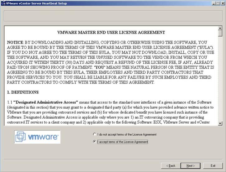 Chapter 2 vcenter Server Heartbeat Implementation 6 Read the license agreement