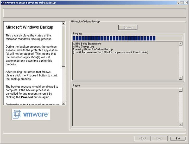 33 The next screen displays Microsoft Windows Backup.