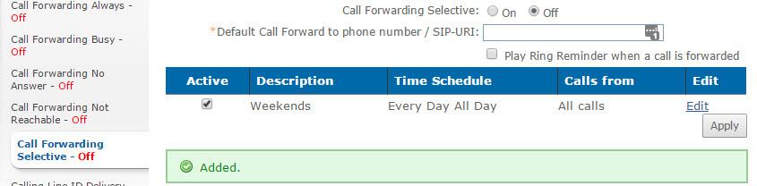 Call Forwarding Selective 4 5 Image 0. If this is your first time to use Call Forwarding Selective, you will also need to set up the information in the lower section (see image 0.). Refer to image 0.