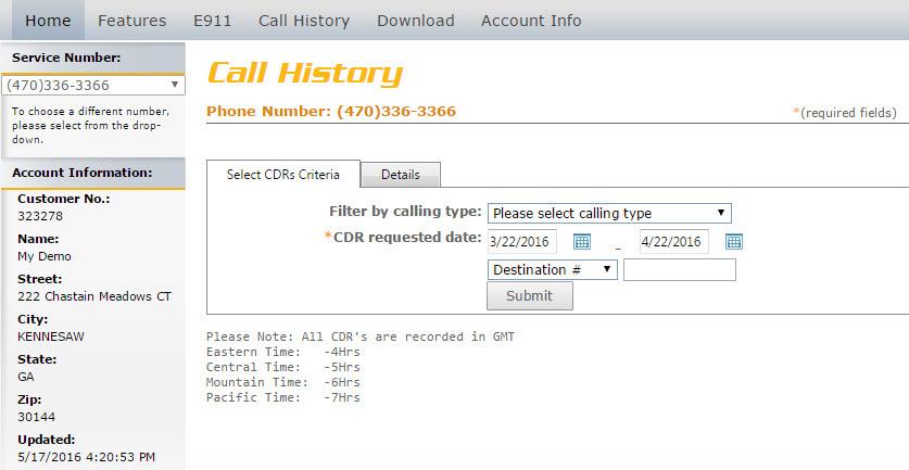 Select or see which number s call history you would like to view. Select the call type you want to see from the dropdown list. 4 Choose the date range for the calls you want to see. Image 4.
