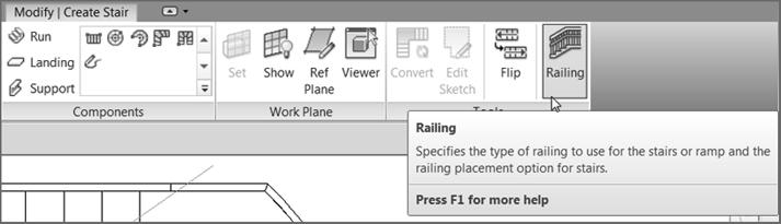 4 7 0 Chapter 10 Stairs, Ramps, and Railings F I G URE 10.9 : Finishing the sketch Configuring Railings Revit provides a small number of railing systems as a default.