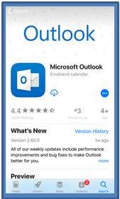 They are called Microsoft Outlook and Microsoft Authenticator. Go to the App Store and search Outlook and it should be one of the first available applications.