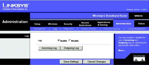 The Administration Tab - Management This section of the Administration tab allows the network s administrator to manage specific Router functions for access and security. Local Router Access.
