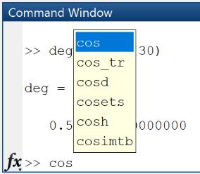 Keyboard Shortcuts Help If you re not sure what a command does, type help command name. If you can t remember if cos uses radians or degrees, then help cos will tell you.