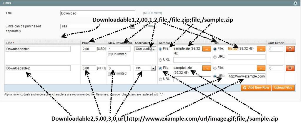 You have to use different file for sample and main file. You can combine multiple options using pipe ( ) sign. Please set 0 in field of maximum_download if you want to set unlimited download.