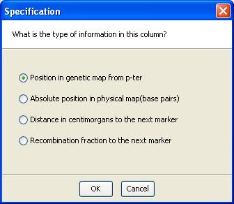 3.2. IMPORTING A GENOME MAP FILE CHAPTER 3. GENOME MAP FILE WIZARD When you select Position from the drop-down list, a position information specification dialog appears as shown in Figure 3.4.