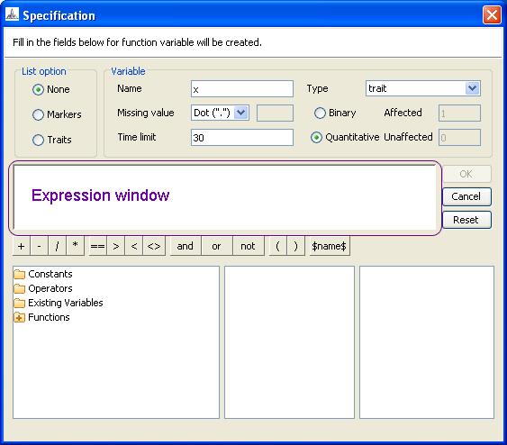 It will bring up the Expression Dialog as shown in Figure 4.
