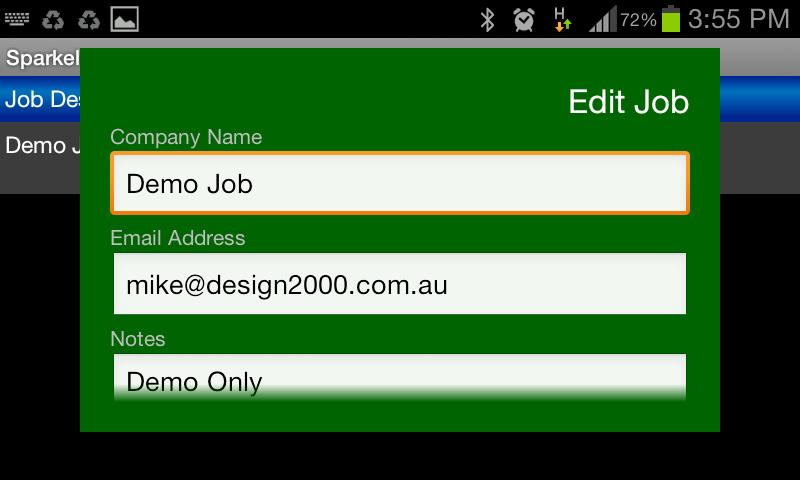 the required job entry: Push and hold a job entry to display the pop-up menu 3.