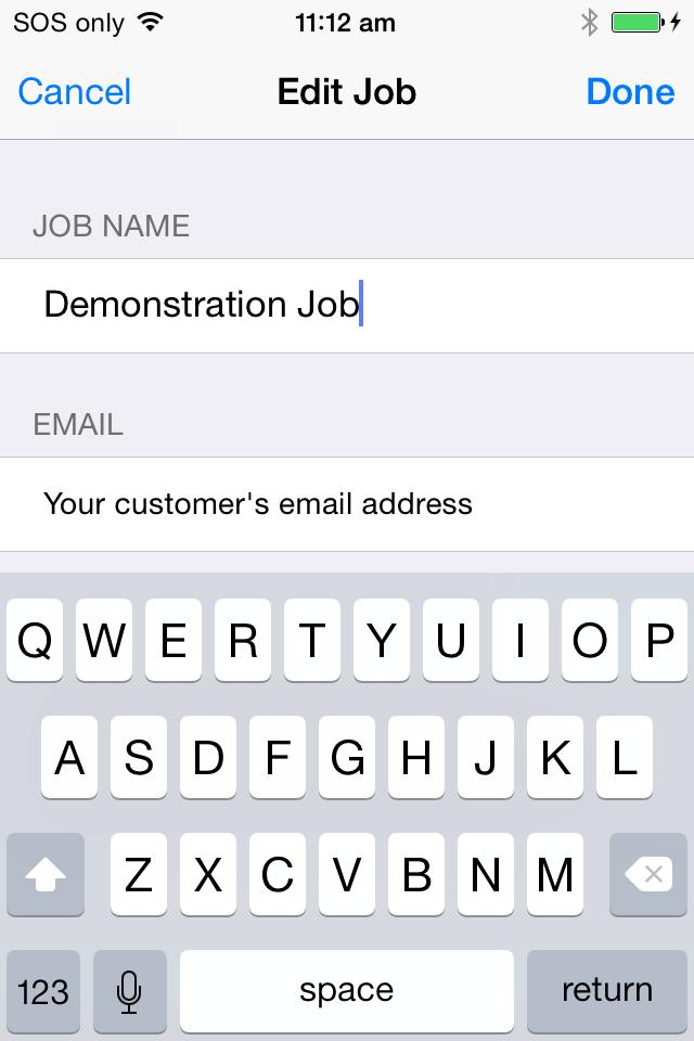 3. To edit the job simply tap the job entry and you ll be able to change the Job Name and your customer s