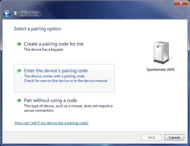 5. Select Enter the device s pairing code and