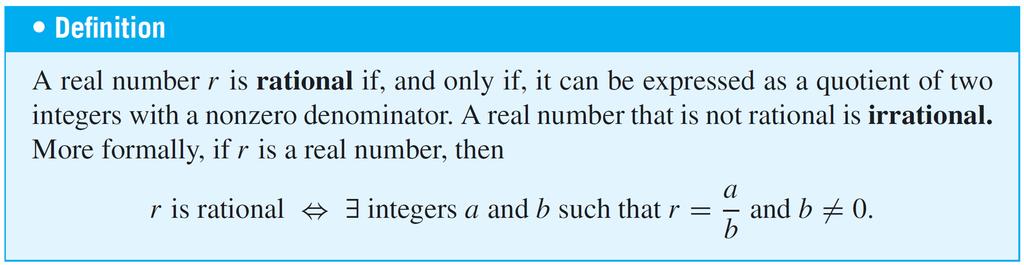 Direct Proof and Counterexample II: Rational Numbers Sums, differences, and products of integers are integers. But most quotients of integers are not integers.