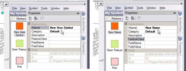 --- Symbol Property Editor --- (3) Select the New Area Symbol.