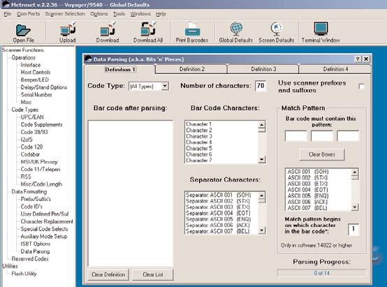 MS9500 Series Voyager Options and Accessories MetroSet Software Utility MetroSet is a graphical programming utility that provides