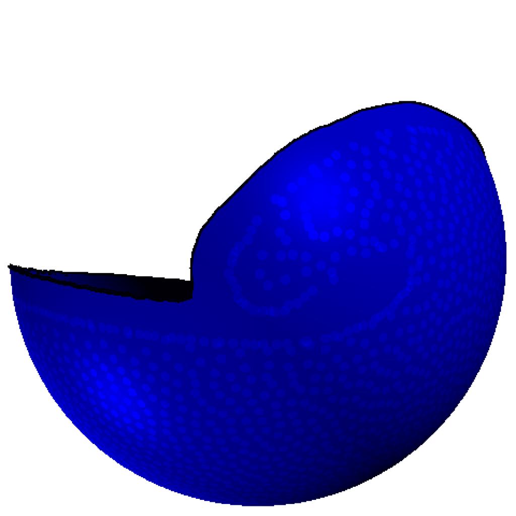 In this example, the non-realistic visualization is done by sampling the density of the fluid on each vertex of the mesh and using a marching squares-like method to extract the interface of the fluid.