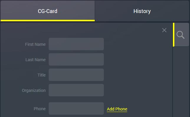 Create New cards in the database: View the history of the customer's last 10 calls under the History tab: In case of an incoming