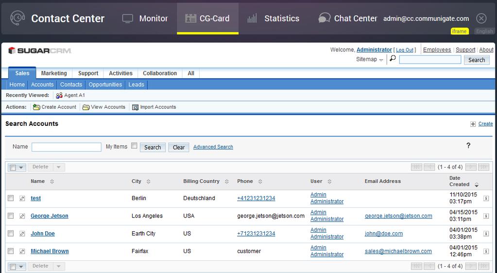 5.4. Statistics The Statistics page offers various views of the Contact Center's