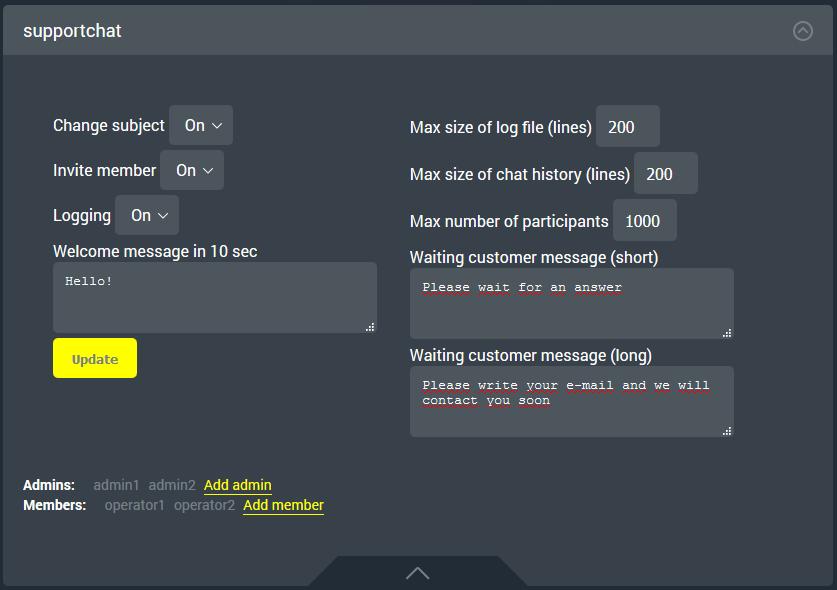 The Agent Statistics tab shows information about agents' actions in the chat (for example, entered chat, joined chat with a customer, finished chat with a customer, exited chat, etc.).