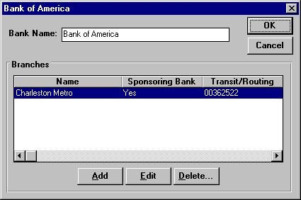 ½ Adding a bank 1. From the Financial Inst tab, click Add. The Add a Bank screen appears. 2.