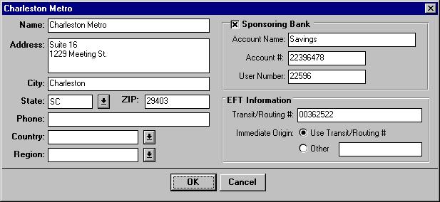 ½ Adding a bank branch 1. From the appropriate bank record, click Add. The Add a Branch screen appears.