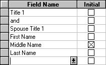 Note: The Preview box uses sample data to show you how the addressee will appear. 2. Move your cursor to the Field Name box.