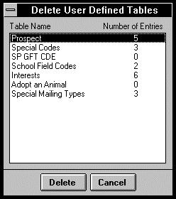 ½ Deleting an attribute table Attribute tables can be deleted. This also deletes the entries from the constituents records. Make sure the attribute is not needed before deleting the table.