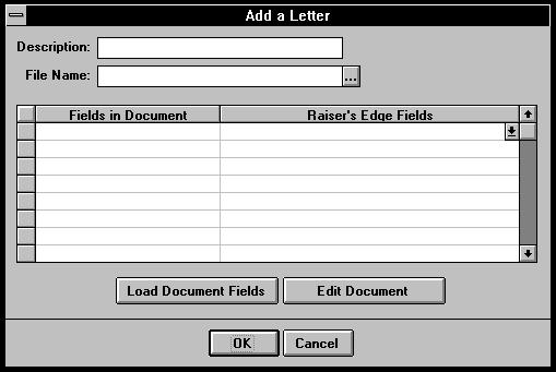 2. Select the type of letter you are linking. Depending on the Letter Type you select, the Description frame changes to display the letters already entered.