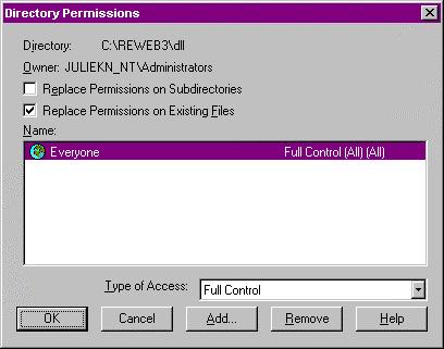 The Directory Permissions screen appears.