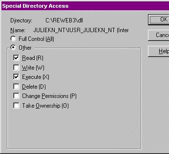 8. Select the user. In the Type of Access field, select Special Directory Access. The screen to the right appears.