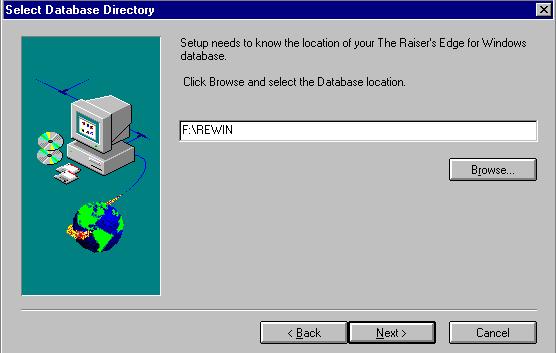 The Select Database Directory screen appears.