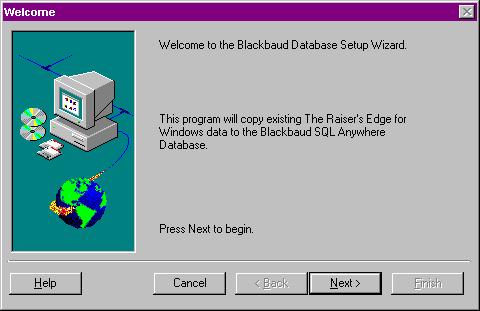 Migrating an Existing Database The Blackbaud Database Setup Wizard starts after server files are installed if you selected the Migrate Existing Database option during installation.