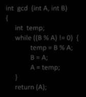 Example: GCD calculation /* Compute the GCD of four numbers */ #include <stdio.