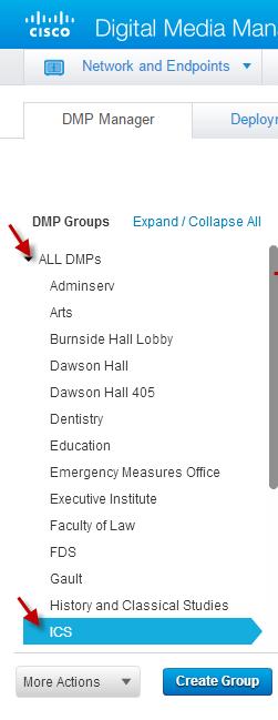 3. Under DMP Groups column (located on the left side), click arrow next to ALL DMPs to expand the list and then click to select your department. 4.