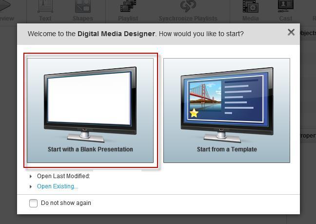Make sure you have uploaded your file(s) in the Media Library (see Upload file(s) to the Media Library on page 5) before you design your display screen presentation.
