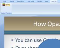 3) Click on the Opazity icon in the Add-in Tab in PPT 2007, in the toolbar in older versions.