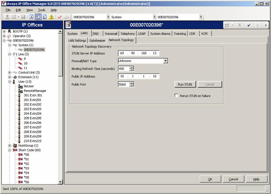 6. Configure SIP OPTIONS timer on Network Topology Tab for keep alive function with McLeodUSA. Select System in the left panel. In the LAN1 tab, select the Network Topology tab.