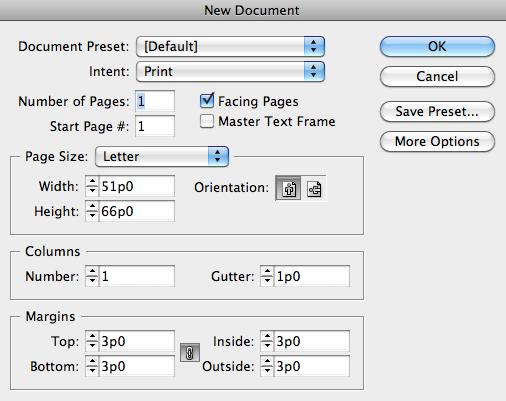 Setup the page size you want, the orientation, margins, and the