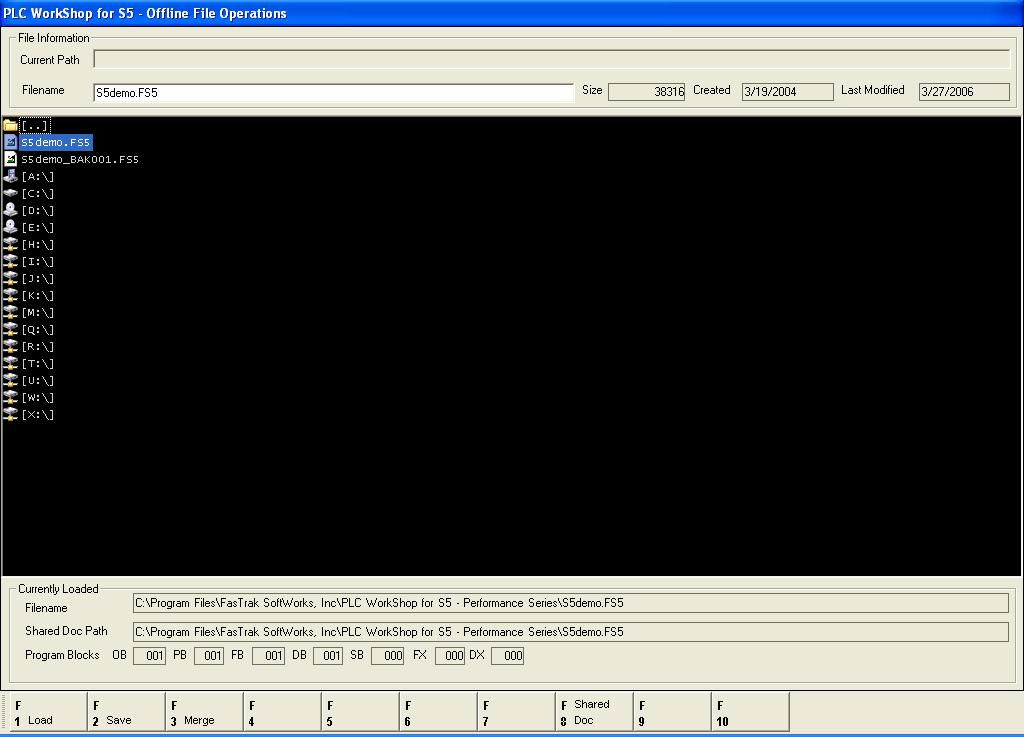 Loading a Program into the PLC in Softkey Mode 1. Press [F2 Offline]. 2. Press [F3 Disk Oper]. 3.