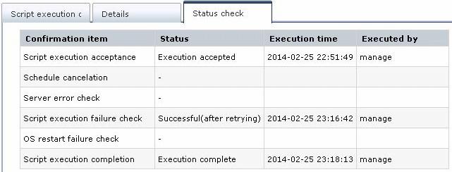 2 Example of the Status check tab when processing has been performed by retry operations 4.