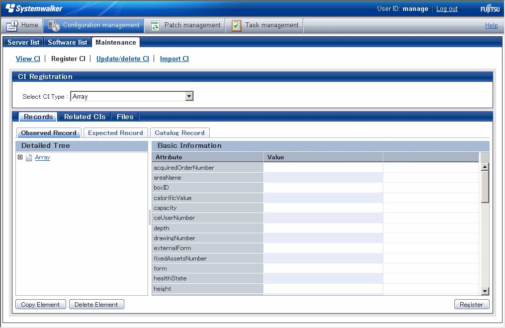 Operation method Register CI Select CI Type Pull-down list box used to select the CI type of the configuration items to be registered.