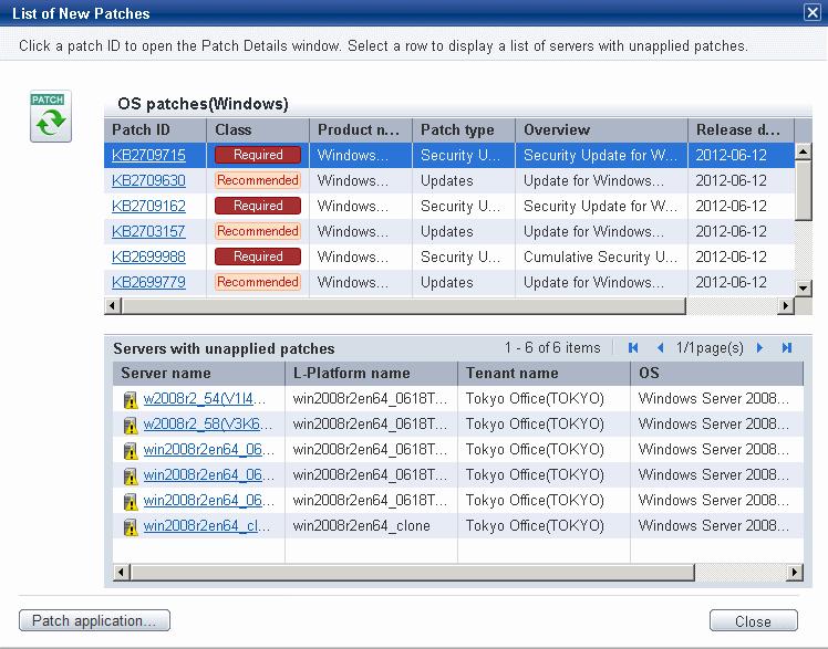 Operation method List of new patches The list of new patches will be displayed in the top section of the window. Table 3.4 Windows patches Patch ID Displays the patch IDs.