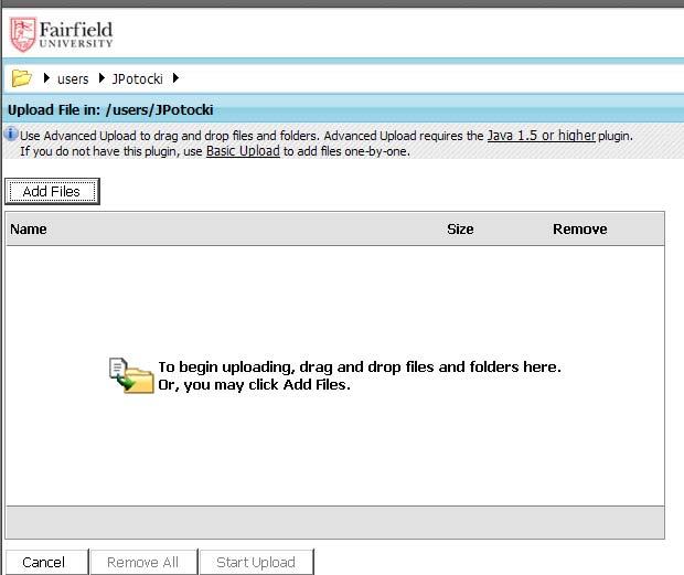 may click Add Files and select files from your local machine. 4. Click Start Upload.