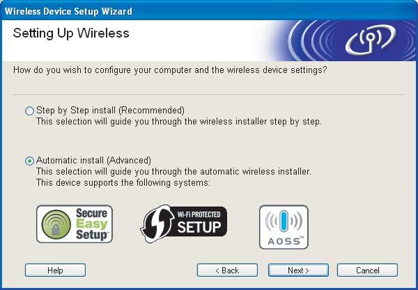 Wireless configuration for Windows using the Brother installer application (Not